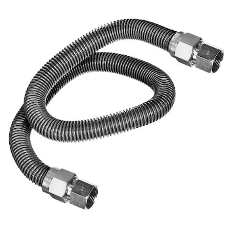 Flextron Gas Line Hose 3/8'' O.D. x 48'' Length with 3/8" FIP Fittings, Stainless Steel Flexible Connector FTGC-SS14-48H